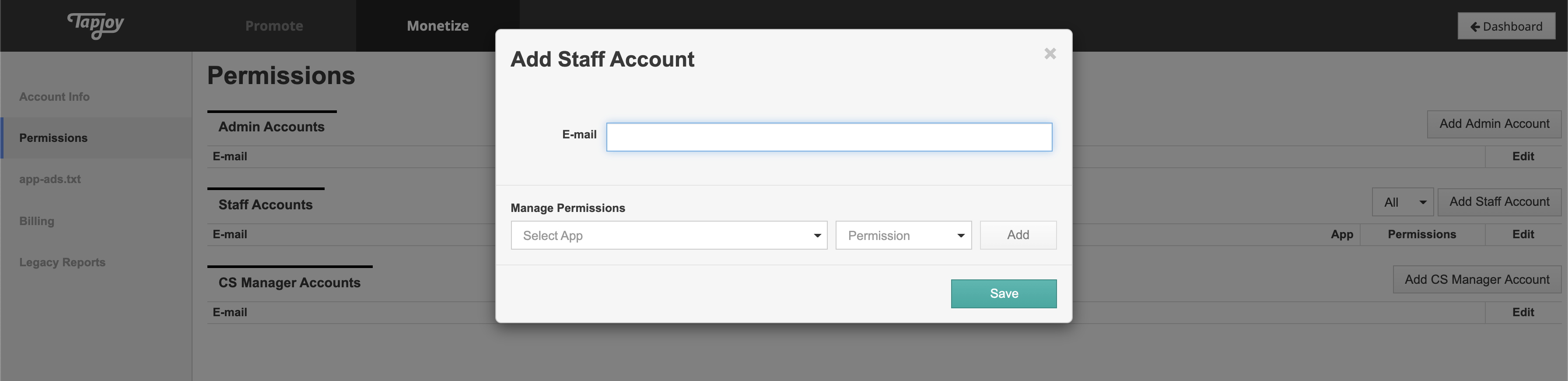 Accounts permissions